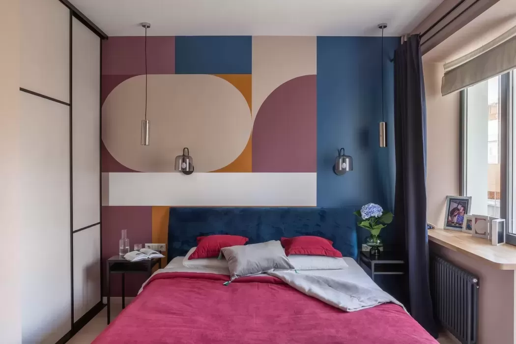 Colored bedroom interior