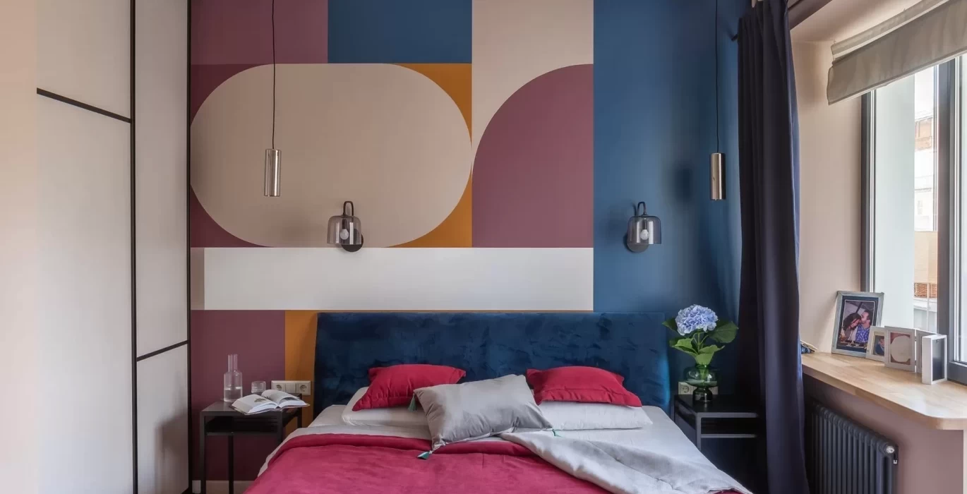 Colored bedroom interior