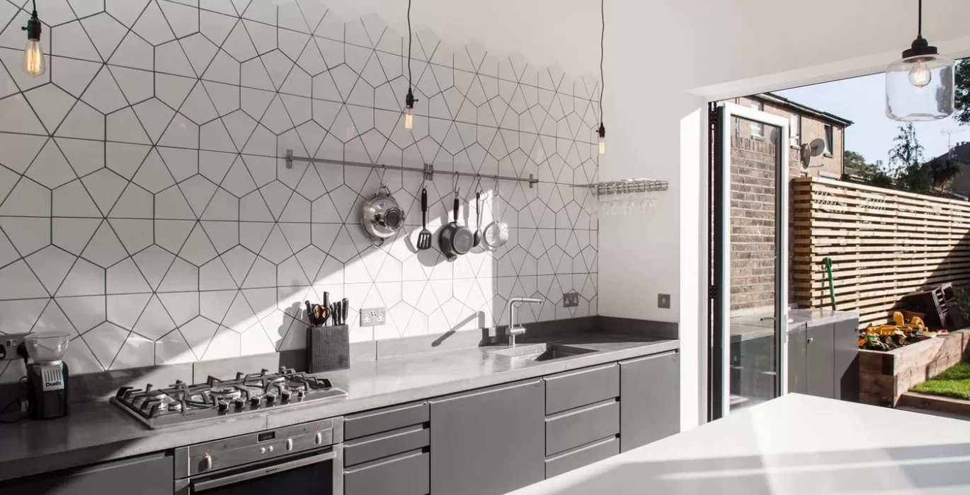 Kitchen without wall cabinets