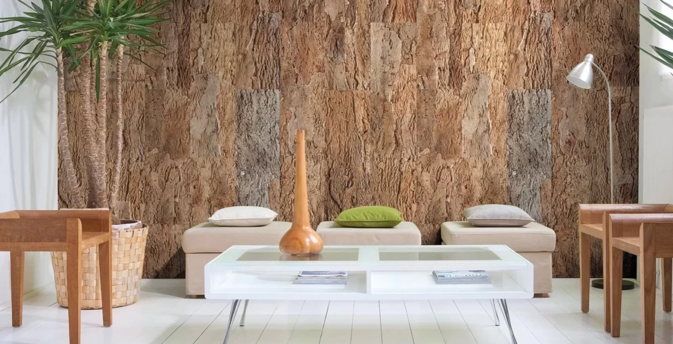 Cork wallpaper in the interior Cork wallpaper in the interior