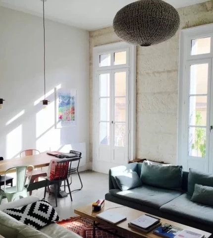 High ceilings in the interior of the apartment High ceilings in the interior of the apartment