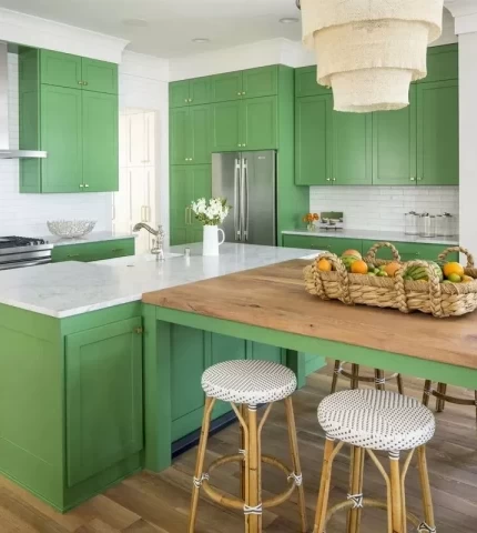 Green color in the interior of the kitchen Green color in the interior of the kitchen