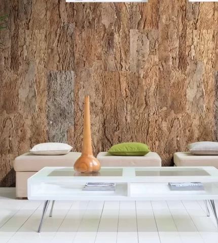 Cork wallpaper in the interior