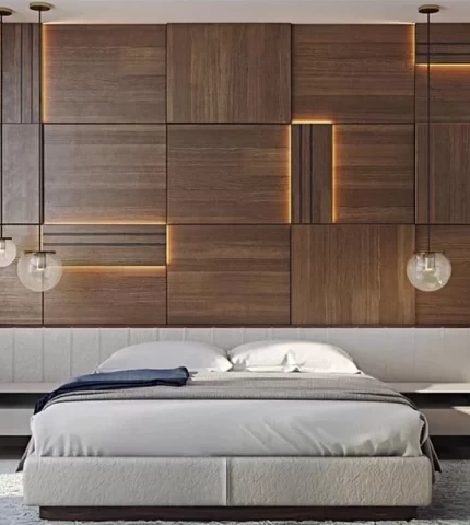 Veneered wall panels with backlight