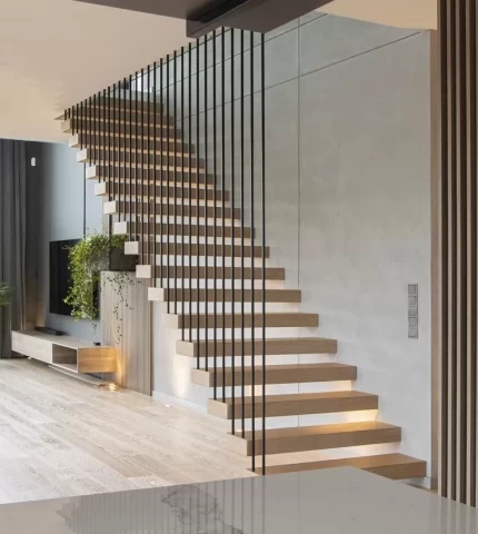 Floating staircase in the interior